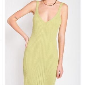 Emory Park Green Ribbed Midi Dress L